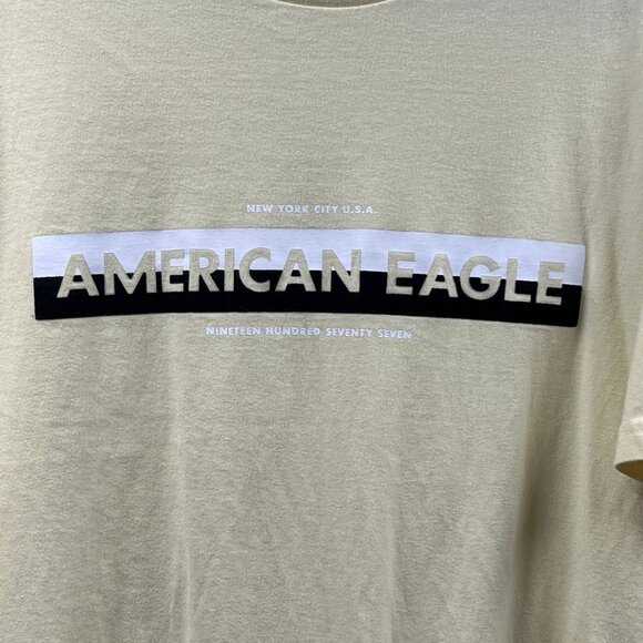 American Eagle Graphic Shirt Men XL Light Yellow Standard Fit N.Y. City USA 1977 - Picture 8 of 12